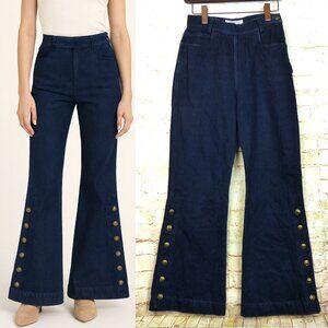 VTG 90s Alberta Ferretti Jean Philosophy Women 8US Denim Flare Button Legs Italy